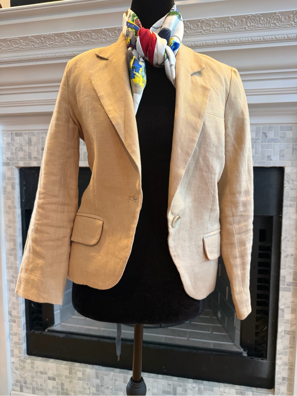 Gibson Beige Women's Linen/Cotton Blend Blazer